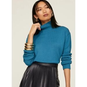 Jason Wu Collective Mockneck Sweater Ocean Blue Size M